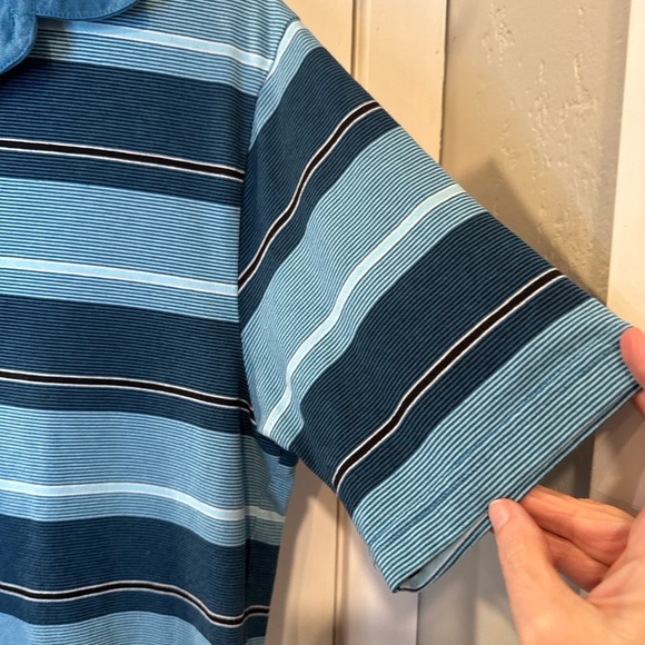 Gioberti Shirt Mens Polo M Striped Collard SS E1.2 - Picture 3 of 9